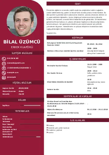 Kuaför Cv Örnekleri cv indir